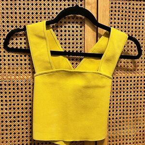 Babaton Sculpt Top Cropped Aritzia knit XS x-small yellow